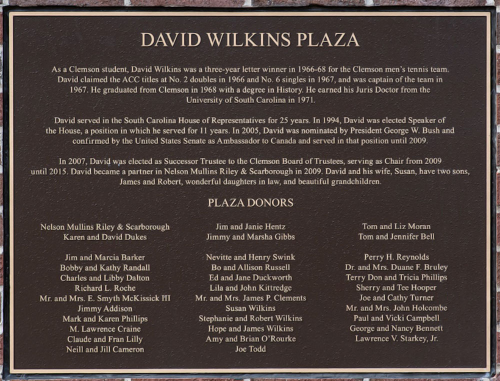 Wilkins Plaza Plaque